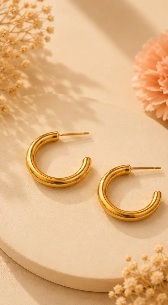 Gold Thick C-Hoop Earringa